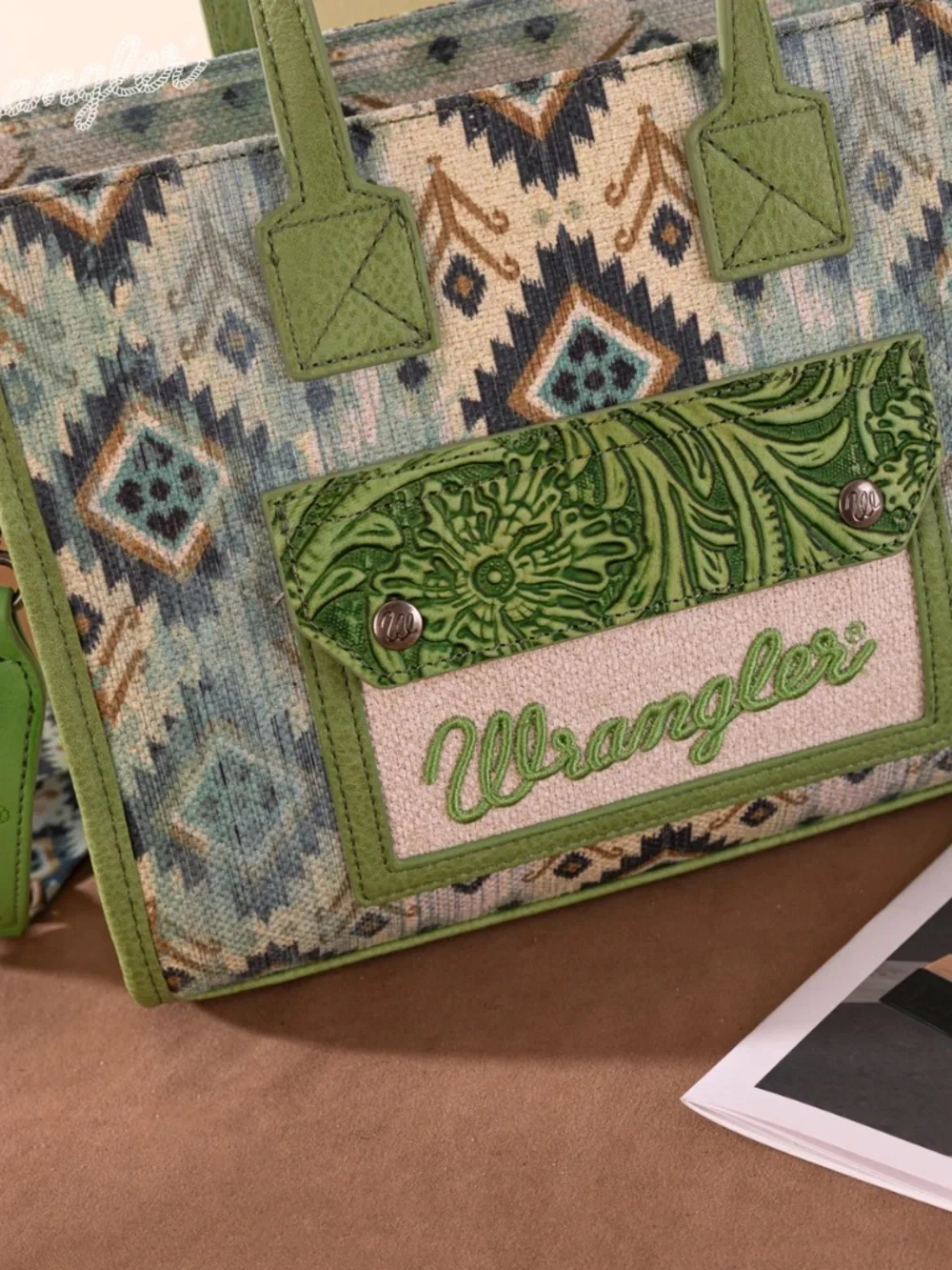 Wrangler Southwestern Pattern Dual Sided Print Concealed Carry Tote/Crossbody